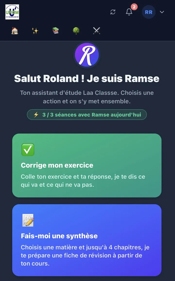 L’accueil de Ramse et ce qu’il sait faire