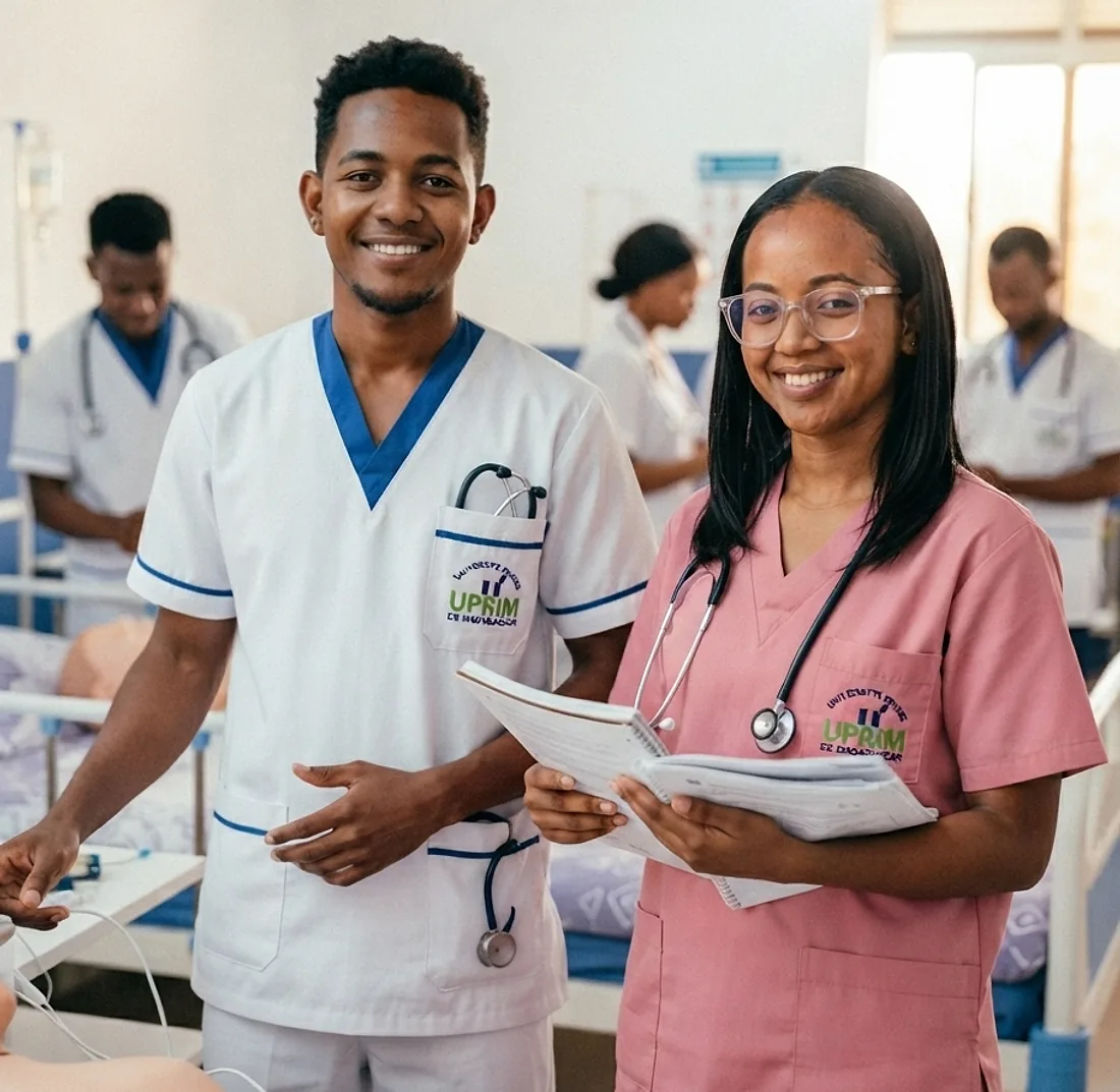 Étudiants de la mention Paramédicales de l’UPRIM au chevet d’un patient