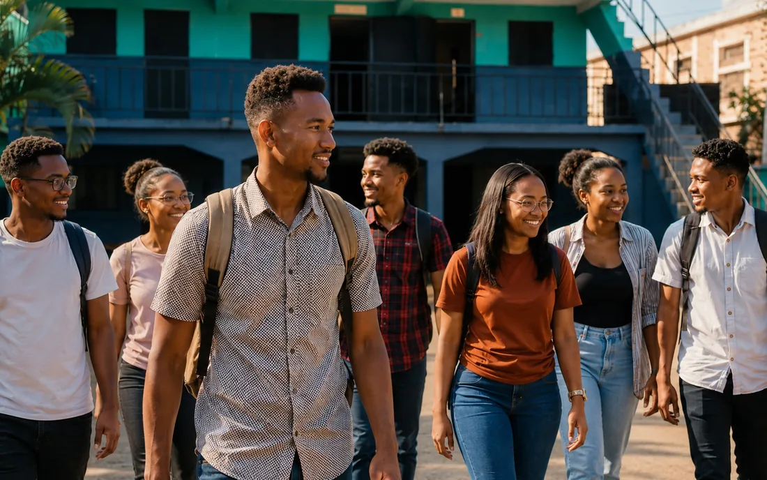 Des étudiants devant le Site de l’UPRIM à Antsirabe